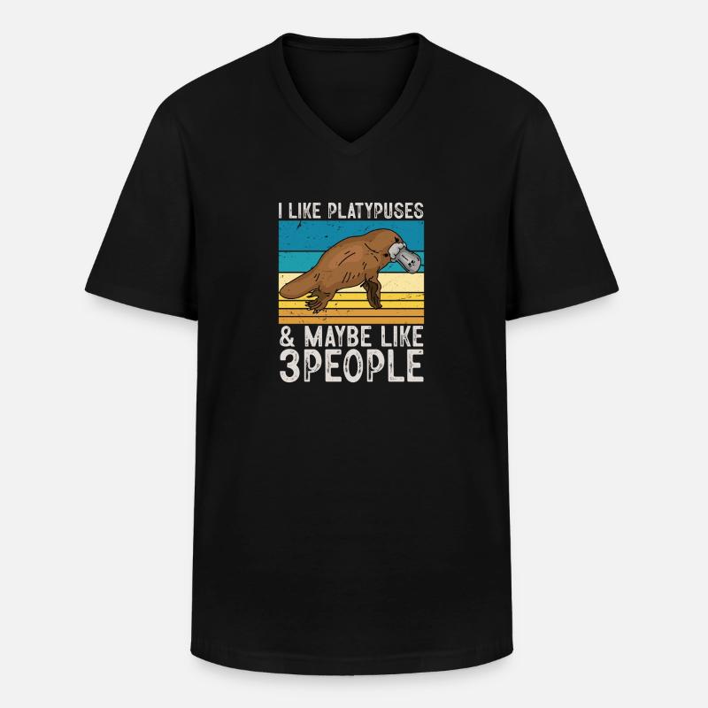 Platypus Schnabeltier - Männer-T-Shirt mit V-Ausschnitt - Schwarz