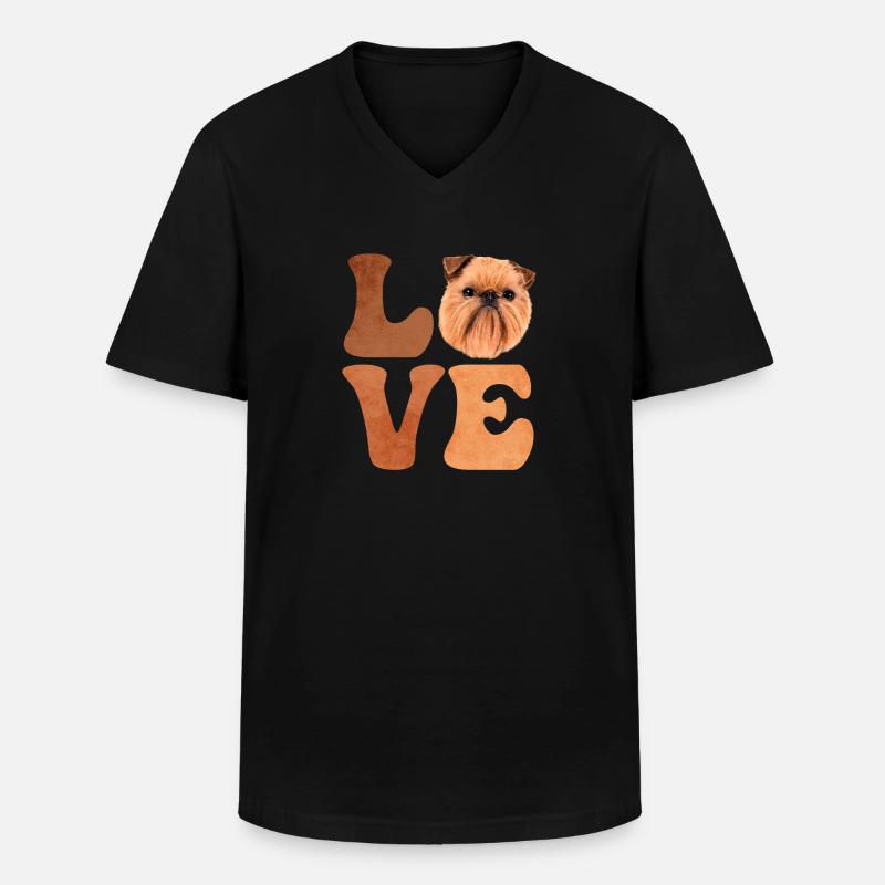 Brüsseler Griffon Hund - Männer-T-Shirt mit V-Ausschnitt - Schwarz