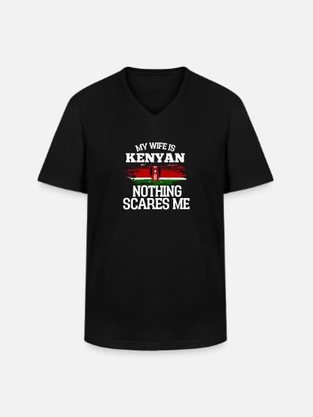 Kenya - T-shirt col V Homme - noir