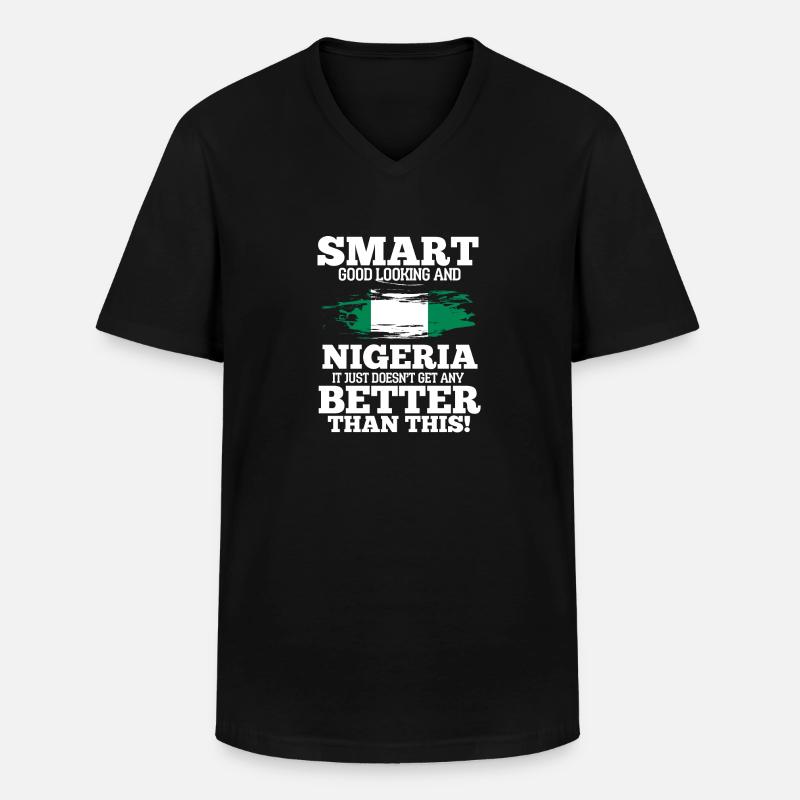 Nigeria - Männer-T-Shirt mit V-Ausschnitt - Schwarz