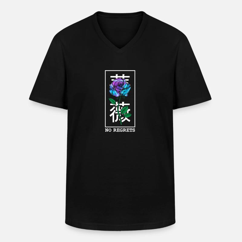 No Regrets Rose - Männer-T-Shirt mit V-Ausschnitt - Schwarz