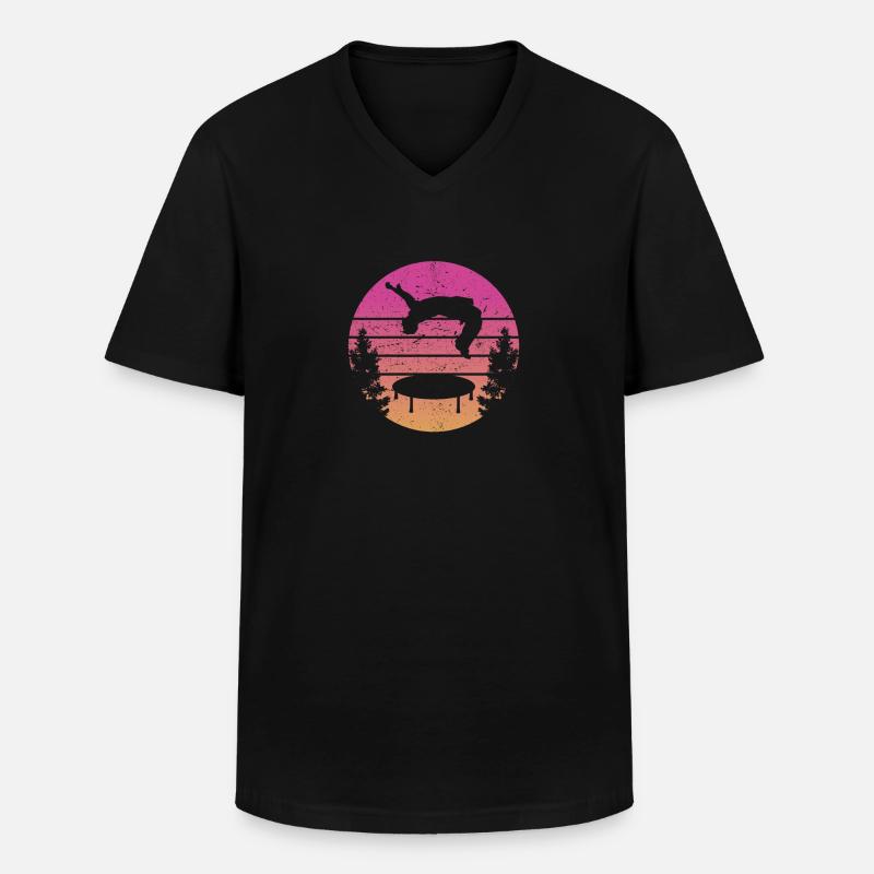 Trampolin Retro Backflip - Männer-T-Shirt mit V-Ausschnitt - Schwarz