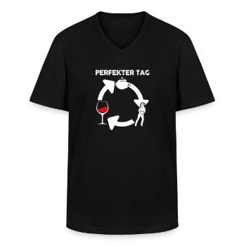 Line Dance Tänzer - Männer-T-Shirt mit V-Ausschnitt - Schwarz - Vorne - AI Model Male 178 dark (178cm)