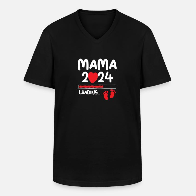 Mama Loading 2024 - Men's V-Neck T-Shirt - black