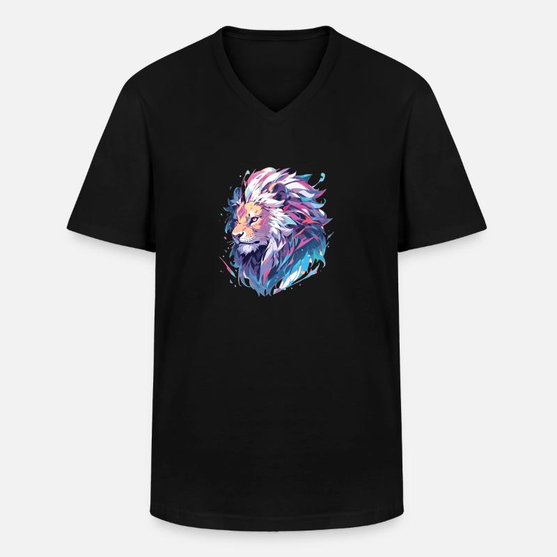 Löwe - Männer-T-Shirt mit V-Ausschnitt - Schwarz