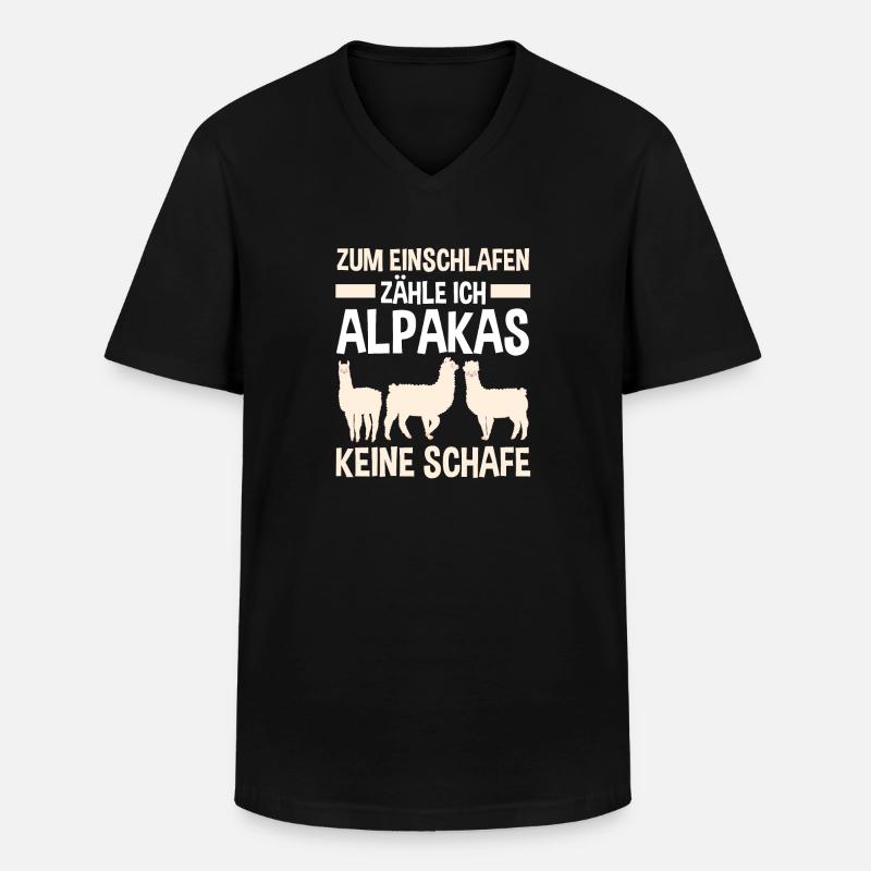Alpaka - Männer-T-Shirt mit V-Ausschnitt - Schwarz
