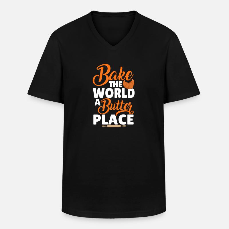 Lustiger Brotbacken-Bäcker - Männer-T-Shirt mit V-Ausschnitt - Schwarz