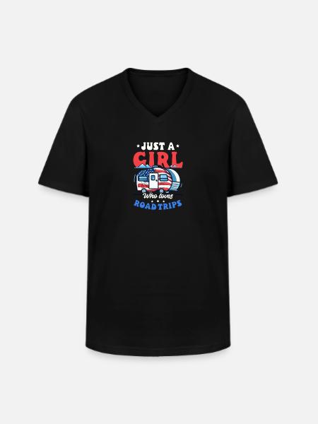 Roadtrip-Mädchen liebt Roadtrips - Männer-T-Shirt mit V-Ausschnitt - Schwarz