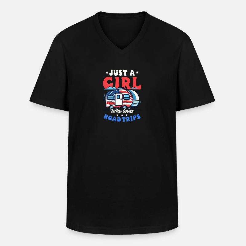 Roadtrip-Mädchen liebt Roadtrips - Männer-T-Shirt mit V-Ausschnitt - Schwarz