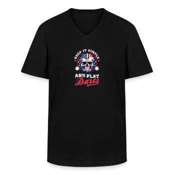 Dart Keep Simple Play Darts - Männer-T-Shirt mit V-Ausschnitt - Schwarz - Vorne - AI Model Male 178 dark (178cm)