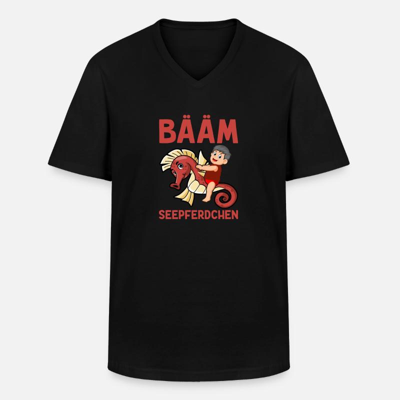 BÄÄM Seepferdchen Frühschwimmer - Männer-T-Shirt mit V-Ausschnitt - Schwarz