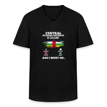 Central African Republic - Men's V-Neck T-Shirt - black - Front - AI Model Male 178 dark (178cm)