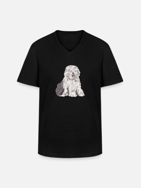 Old English Sheepdog Sheepie Bobtail - Men's V-Neck T-Shirt - black