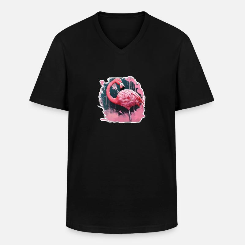 Flamingos - Männer-T-Shirt mit V-Ausschnitt - Schwarz