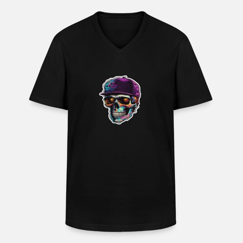 Skull Solbriller Skulls Skull Skulls - Klassisk T-skjorte med V-hals for menn - svart
