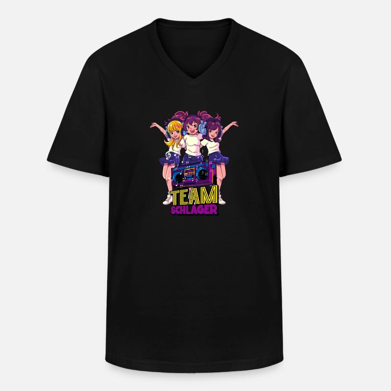 Team Schlager - Männer-T-Shirt mit V-Ausschnitt - Schwarz