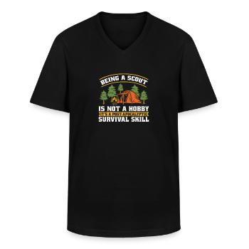 Pfadfinder Überleben - Männer-T-Shirt mit V-Ausschnitt - Schwarz - Vorne - AI Model Male 178 dark (178cm)
