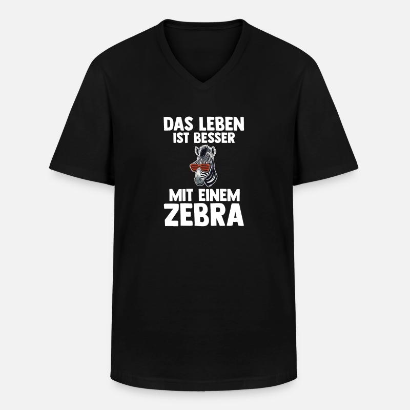 Zebra - Männer-T-Shirt mit V-Ausschnitt - Schwarz