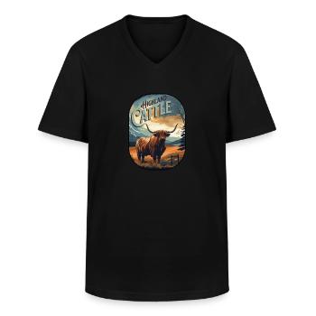 Highland Cattle - Männer-T-Shirt mit V-Ausschnitt - Schwarz - Vorne - AI Model Male 178 dark (178cm)