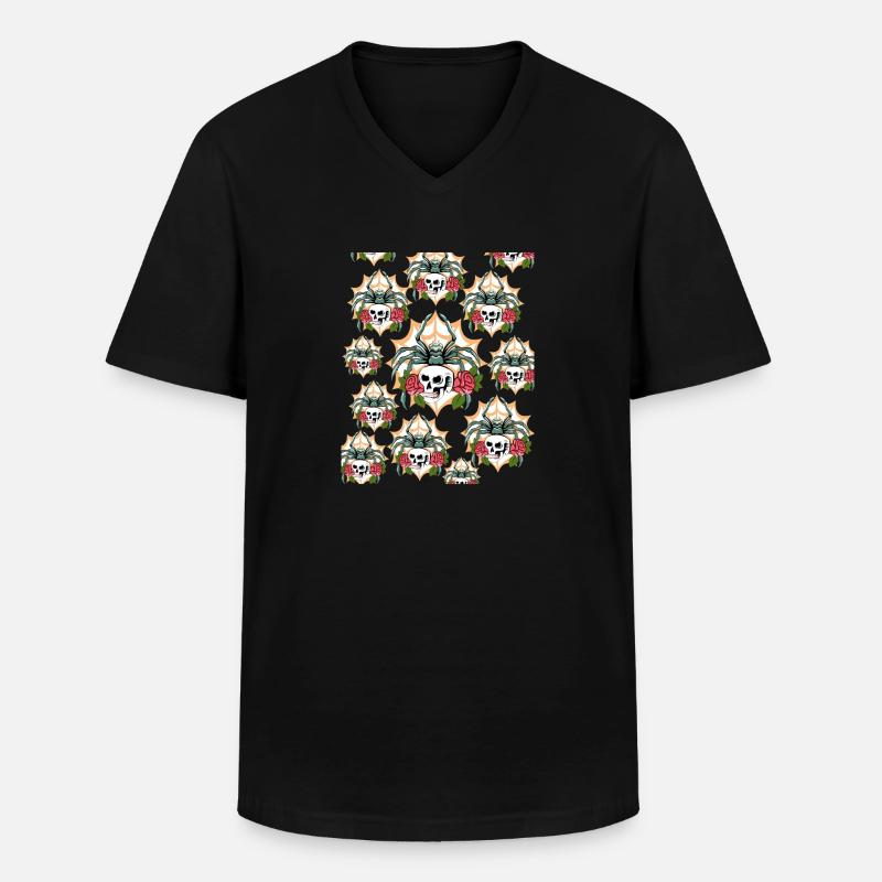 Tarantula With Skull pattern - Men's V-Neck T-Shirt - black