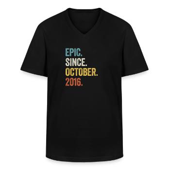 7ème anniversaire 7 ans épiques depuis octobre 2016 - T-shirt col V Homme - noir - Devant - AI Model Male 178 dark (178cm)
