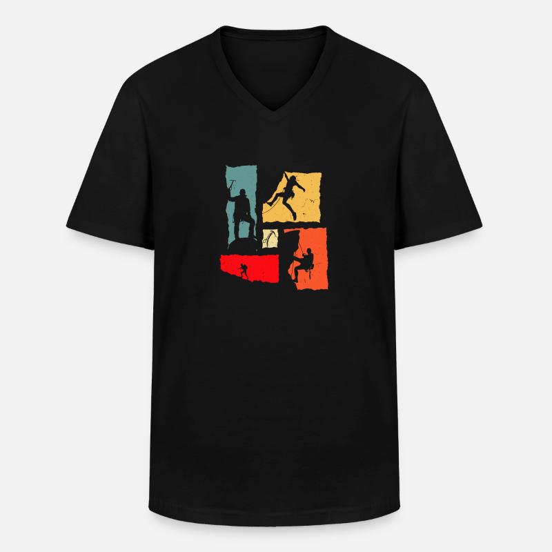 Climber Retro Climbing - Männer-T-Shirt mit V-Ausschnitt - Schwarz