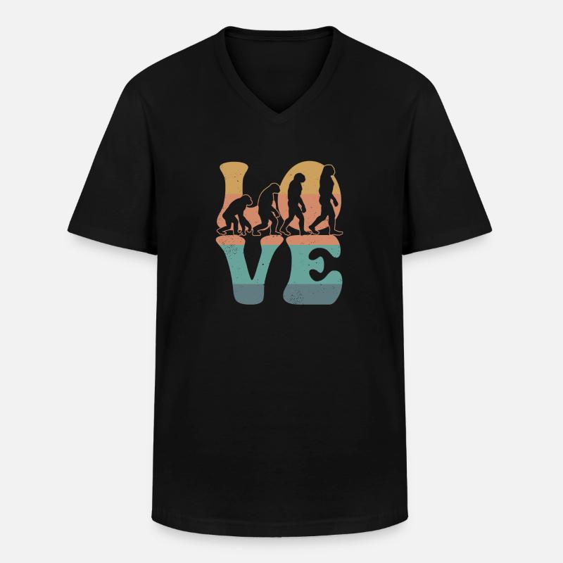 Charles Darwin Evolutionstheorie LIEBE - Männer-T-Shirt mit V-Ausschnitt - Schwarz
