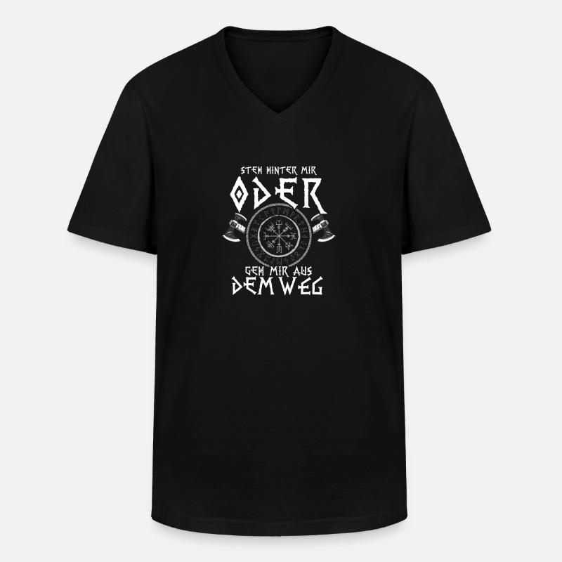 Steh Hinter Mir Odin Wikinger - Männer-T-Shirt mit V-Ausschnitt - Schwarz