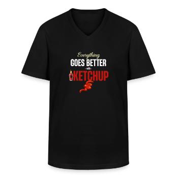 Mit Ketchup-senf-gewürzen Geht Alles Besser - Männer-T-Shirt mit V-Ausschnitt - Schwarz - Vorne - AI Model Male 178 dark (178cm)