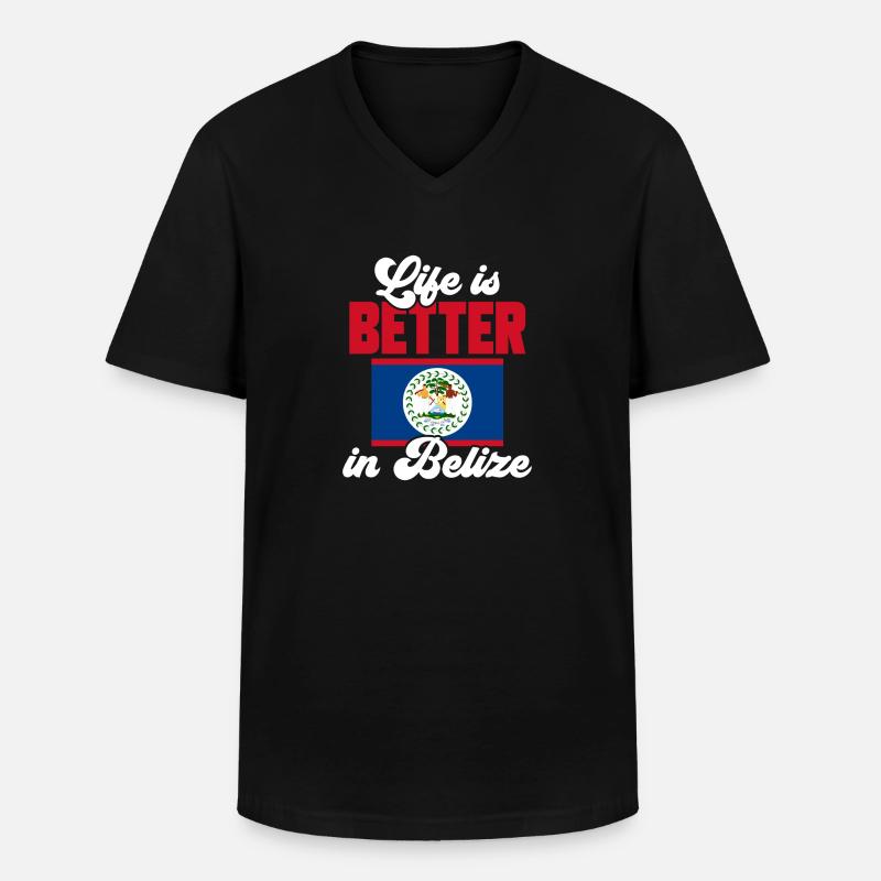 Belize Flagge Belizer - Männer-T-Shirt mit V-Ausschnitt - Schwarz