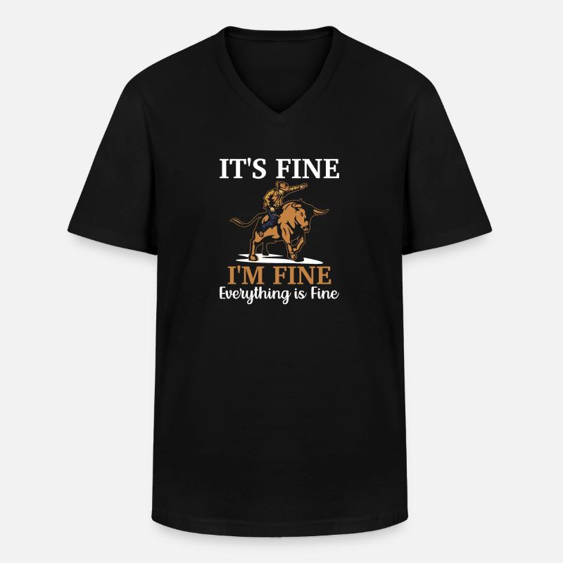 Stierreiter Stierreitender Cowboy - Männer-T-Shirt mit V-Ausschnitt - Schwarz