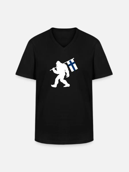 Finnland Bigfoot - Männer-T-Shirt mit V-Ausschnitt - Schwarz