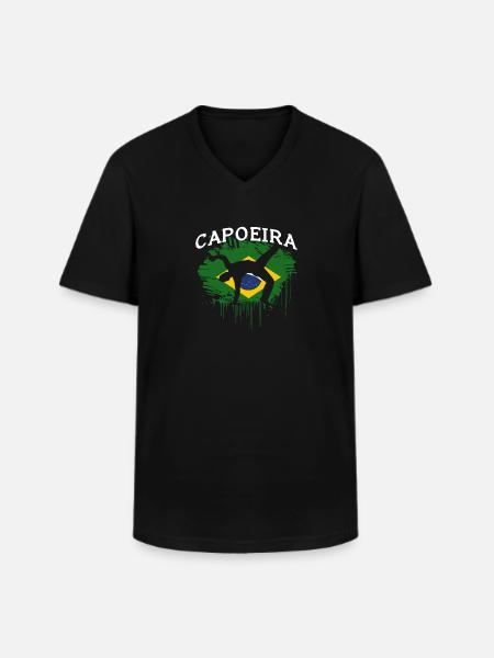 Capoeira Brésil Drapeau - T-shirt col V Homme - noir