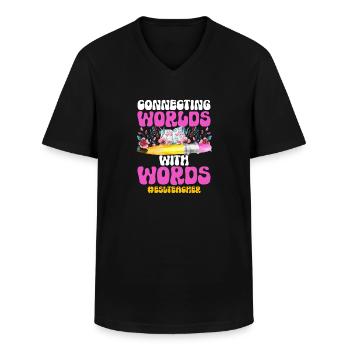 Teacher English Second Language Foreign Language - Men's V-Neck T-Shirt - black - Front - AI Model Male 178 dark (178cm)