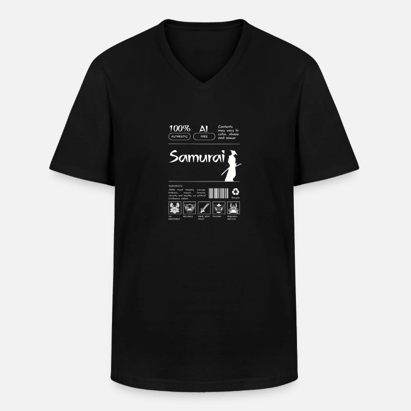 Samurai Beipackzettel - Männer-T-Shirt mit V-Ausschnitt - Schwarz