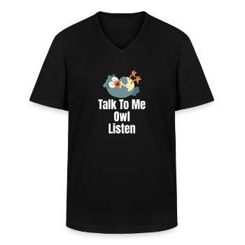 Tal til mig ugle lyt Halloween kostume fugle - Klassisk herre T-shirt med V-udskæring - sort - Foran - AI Model Male 178 dark (178cm)