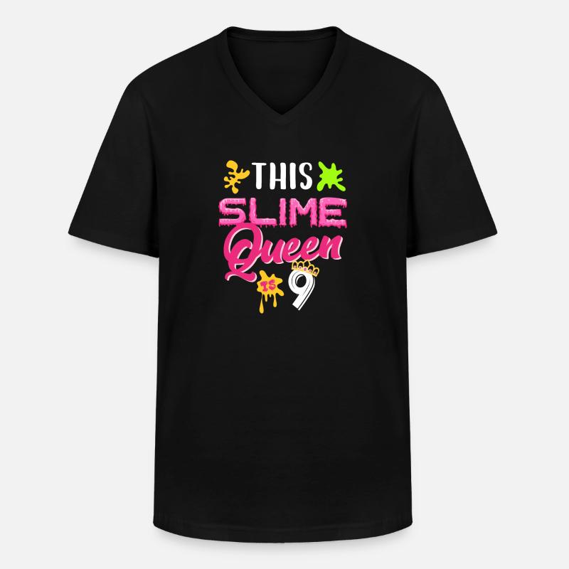 This slime queen is 9 - Männer-T-Shirt mit V-Ausschnitt - Schwarz