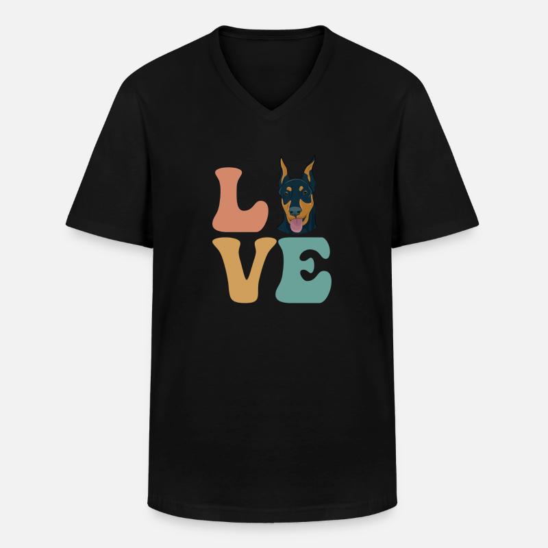 Dobermann Hund - Männer-T-Shirt mit V-Ausschnitt - Schwarz