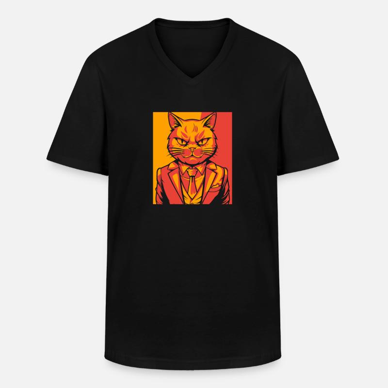 Katze - Männer-T-Shirt mit V-Ausschnitt - Schwarz