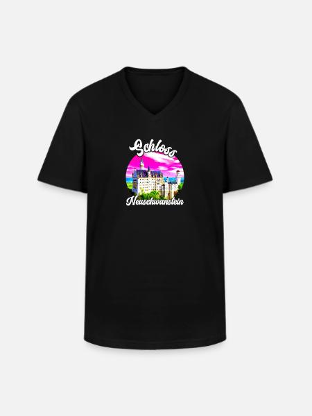 Bayern Schloss Neuschwanstein Deutschland - Männer-T-Shirt mit V-Ausschnitt - Schwarz