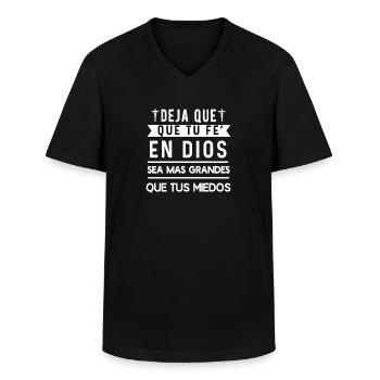 Camiseta Cristiana Para Mujer En Espanol Spanish - Men's V-Neck T-Shirt - black - Front - AI Model Male 178 dark (178cm)