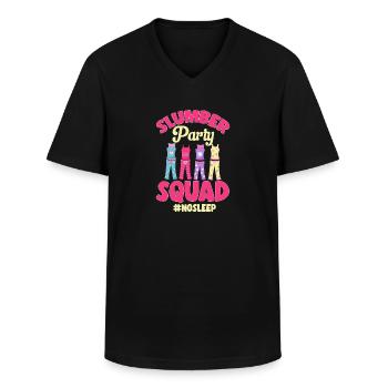 Sleepover Party Pajamas Slumber Party - Men's V-Neck T-Shirt - black - Front - AI Model Male 178 dark (178cm)