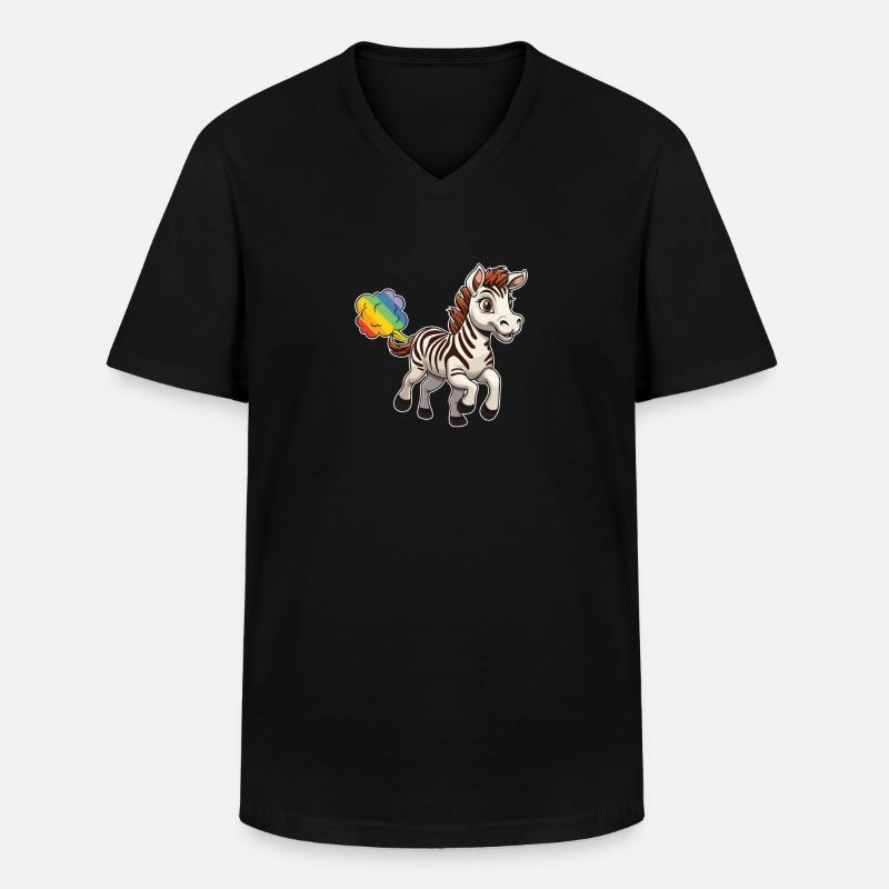 Zebra Regenbogen Regenbogenfurz - Männer-T-Shirt mit V-Ausschnitt - Schwarz