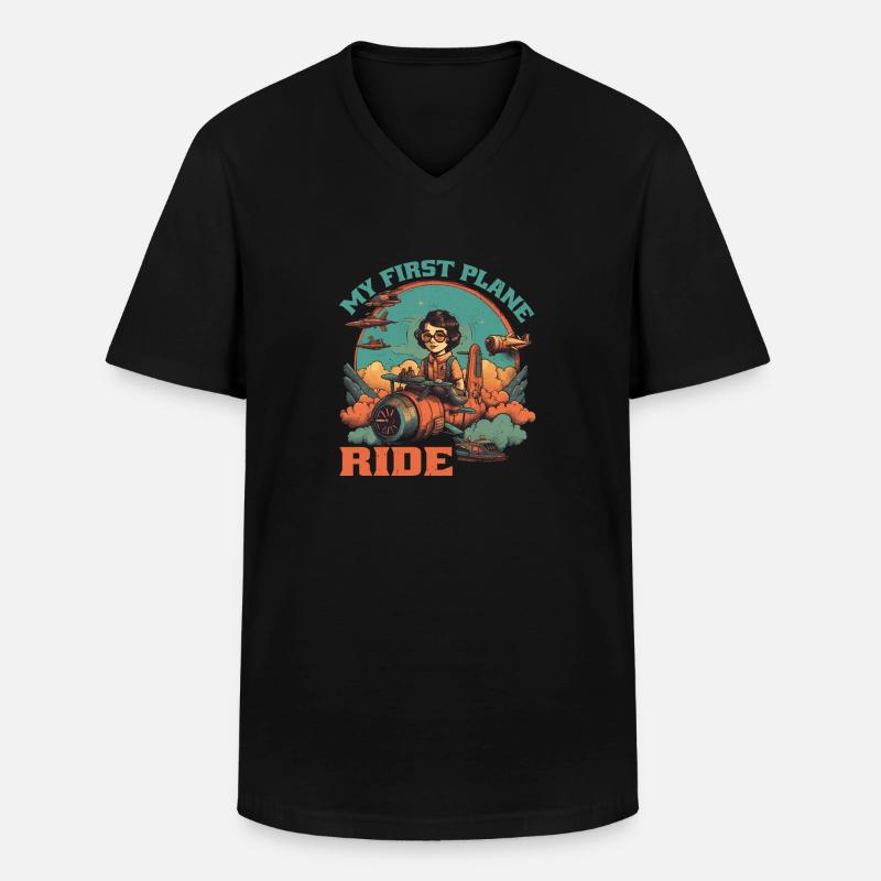 My First Plane Ride 59 - Männer-T-Shirt mit V-Ausschnitt - Schwarz
