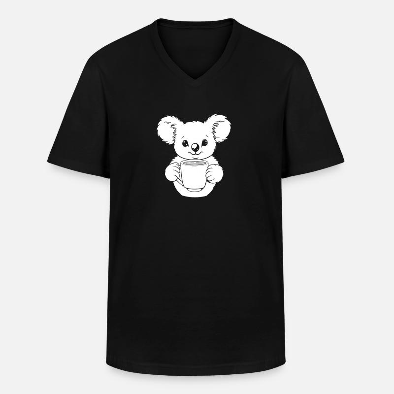 Koalabär Kaffee - Männer-T-Shirt mit V-Ausschnitt - Schwarz
