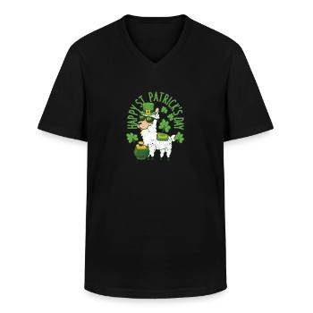 Glücklich St. Patricks Day Llama Grün Alpaka Lucky - Männer-T-Shirt mit V-Ausschnitt - Schwarz - Vorne - AI Model Male 178 dark (178cm)