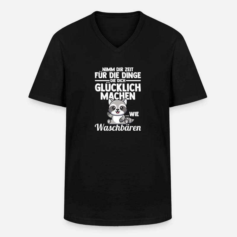 Waschbär - Männer-T-Shirt mit V-Ausschnitt - Schwarz