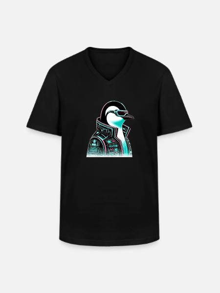 Cyberpunk Pingouin Conception graphique - T-shirt col V Homme - noir