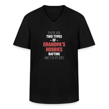 Il existe deux types de loisirs : le rafting, - T-shirt col V Homme - noir - Devant - AI Model Male 178 dark (178cm)