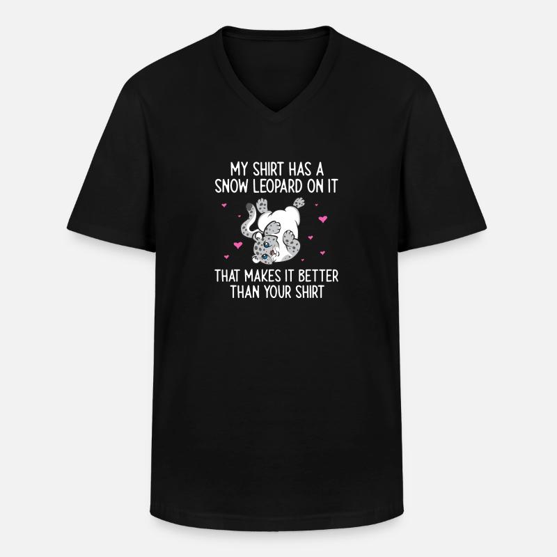 Schneeleopard - Männer-T-Shirt mit V-Ausschnitt - Schwarz